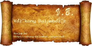 Vékony Balambér névjegykártya